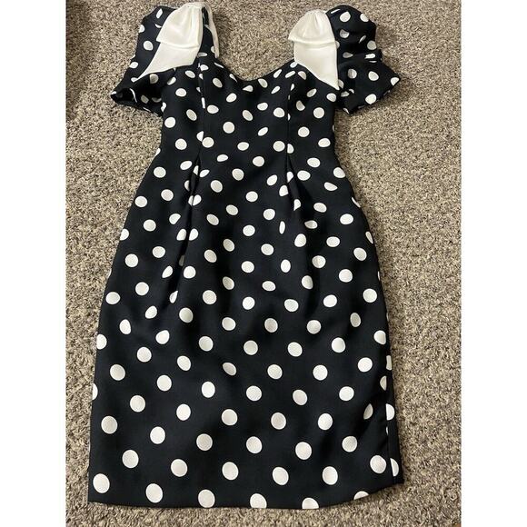 VTG Late Edition Pin Up Polka Dot Dress Black White Rockabilly Sweetheart Puff - Picture 8 of 8